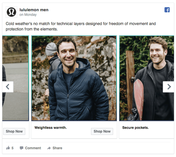 lululemon men facebook ads