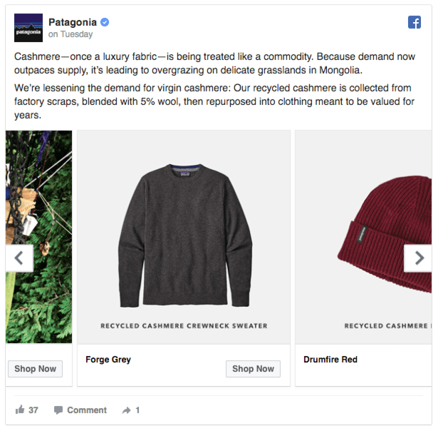 patagonia facebook ads