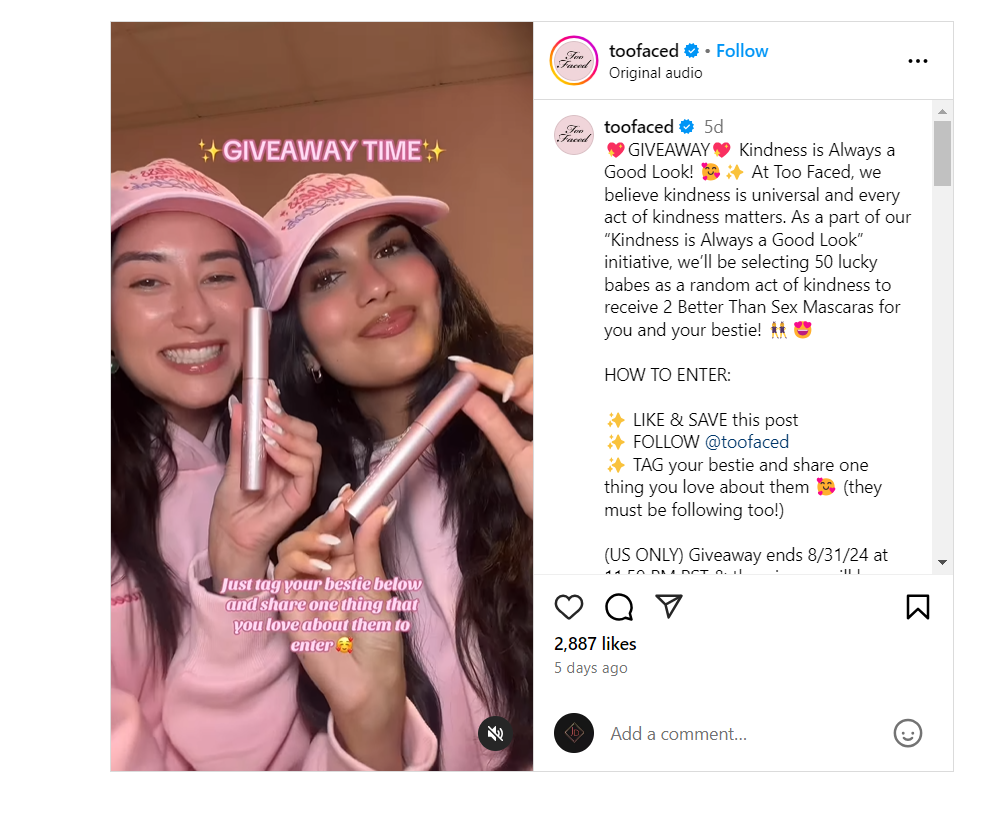 Toofaced Instagram contest
